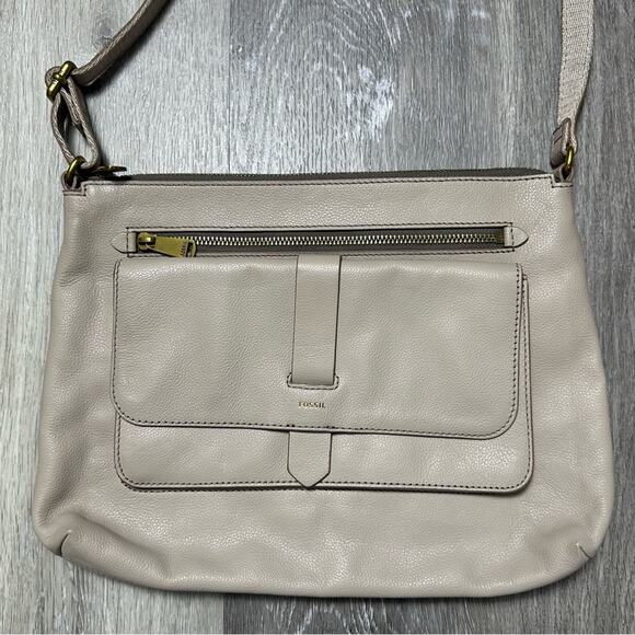 Fossil Gray Leather Crossbody Bag - Picture 2 of 7